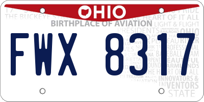 OH license plate FWX8317