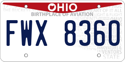 OH license plate FWX8360