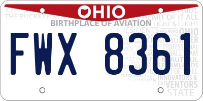 OH license plate FWX8361