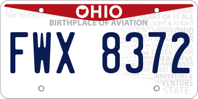 OH license plate FWX8372