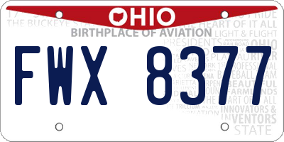 OH license plate FWX8377