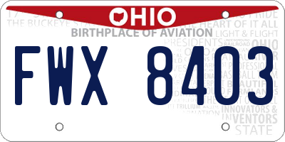 OH license plate FWX8403