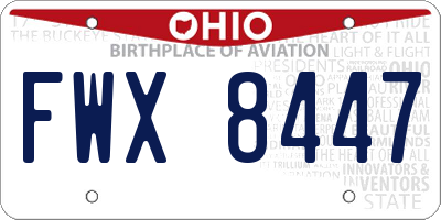 OH license plate FWX8447