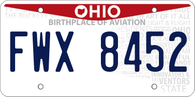 OH license plate FWX8452