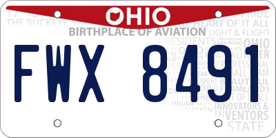 OH license plate FWX8491
