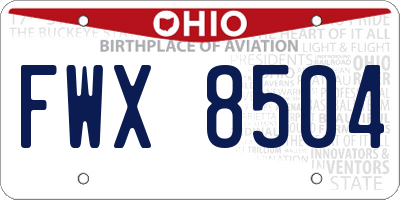 OH license plate FWX8504