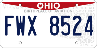 OH license plate FWX8524