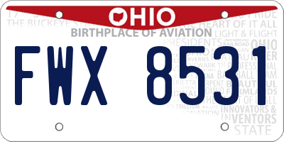 OH license plate FWX8531