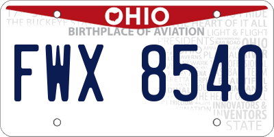 OH license plate FWX8540