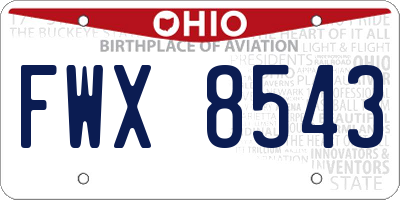 OH license plate FWX8543