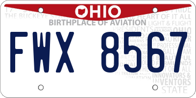 OH license plate FWX8567