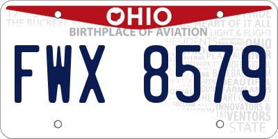 OH license plate FWX8579