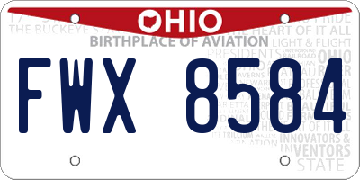 OH license plate FWX8584