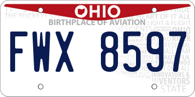 OH license plate FWX8597
