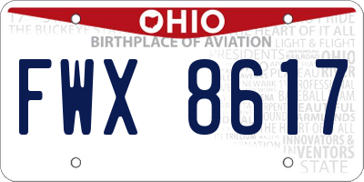 OH license plate FWX8617