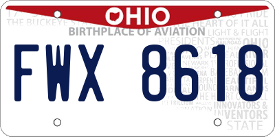 OH license plate FWX8618