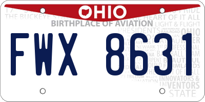 OH license plate FWX8631