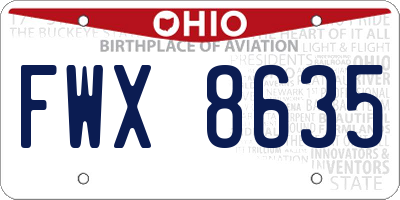 OH license plate FWX8635