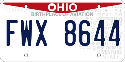 OH license plate FWX8644