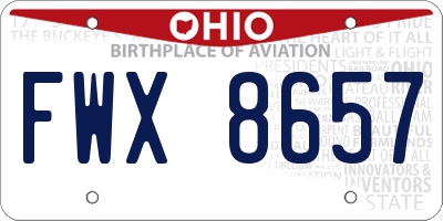 OH license plate FWX8657