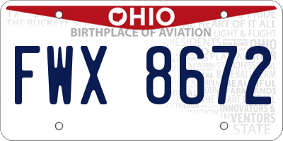 OH license plate FWX8672