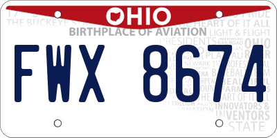 OH license plate FWX8674
