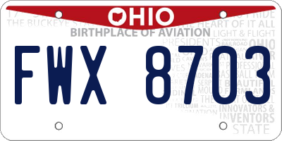 OH license plate FWX8703