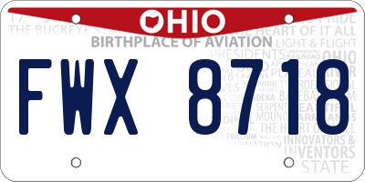 OH license plate FWX8718