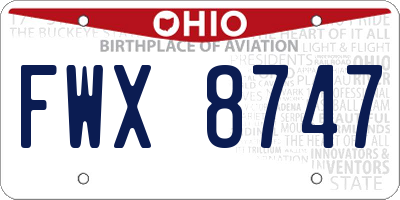 OH license plate FWX8747