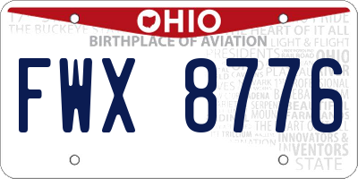 OH license plate FWX8776