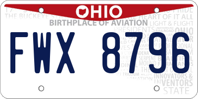 OH license plate FWX8796