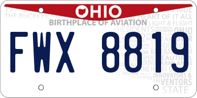 OH license plate FWX8819