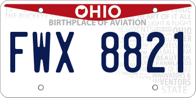 OH license plate FWX8821