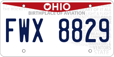 OH license plate FWX8829