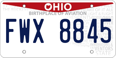 OH license plate FWX8845