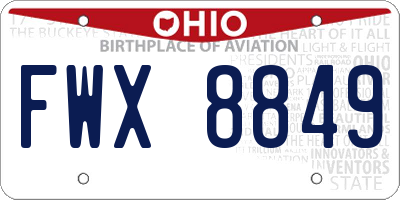 OH license plate FWX8849