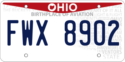 OH license plate FWX8902