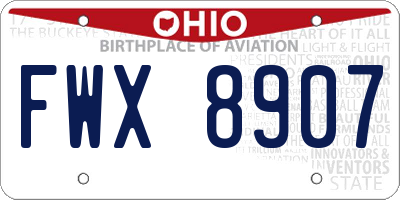 OH license plate FWX8907