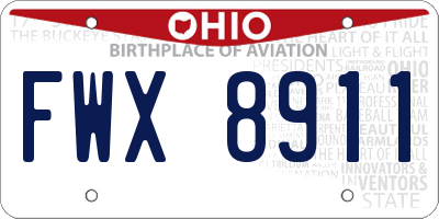 OH license plate FWX8911