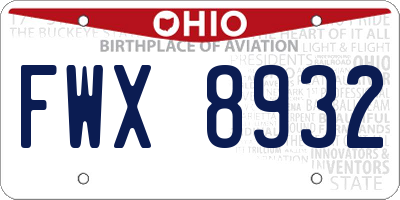 OH license plate FWX8932