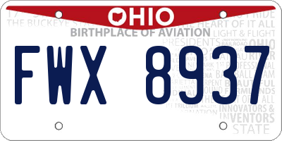 OH license plate FWX8937