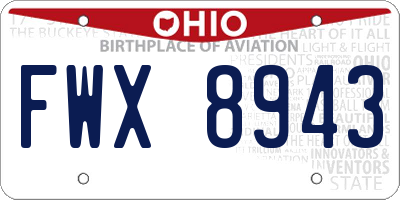 OH license plate FWX8943