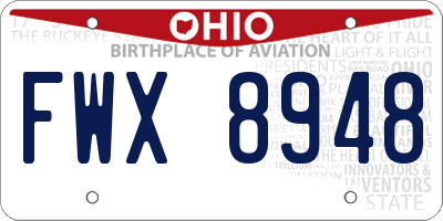 OH license plate FWX8948