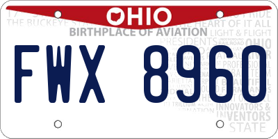 OH license plate FWX8960