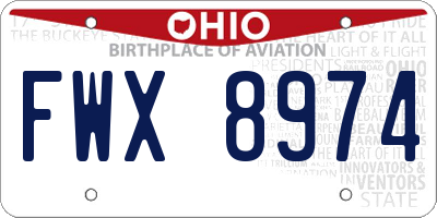 OH license plate FWX8974