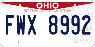 OH license plate FWX8992