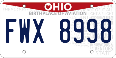 OH license plate FWX8998