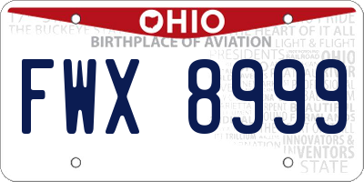 OH license plate FWX8999
