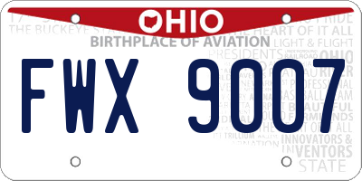 OH license plate FWX9007