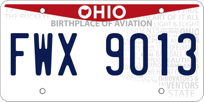 OH license plate FWX9013